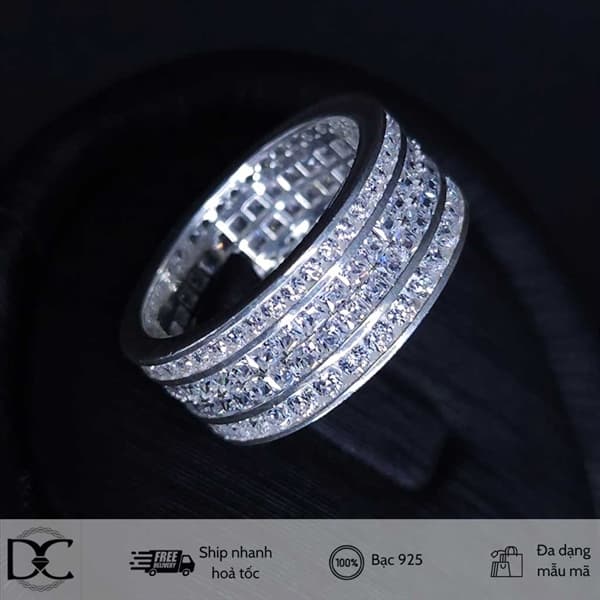 Nhẫn kiểu Dazzy full đá cz 3 hàng