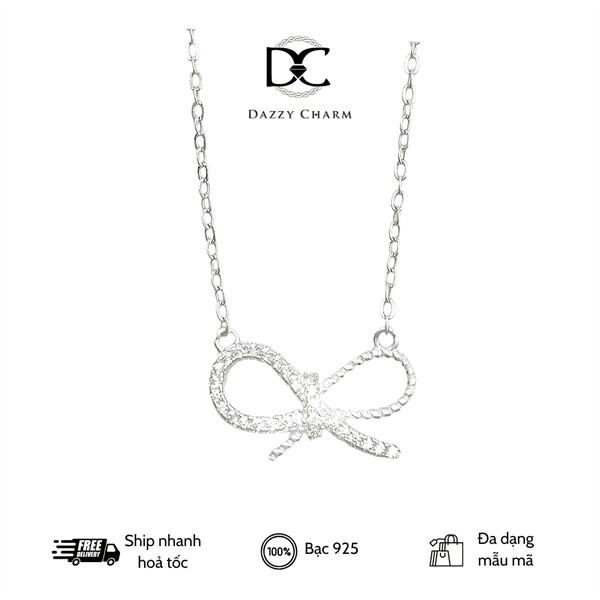 Dây chuyền Dazzy mặt nơ bướm đá tấm(cz)