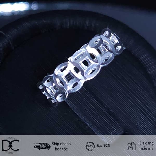Nhẫn bạc Dazzy Charm nhẫn kim tiền mẫu 3 (bản trung)
