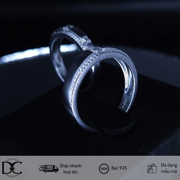 Nhẫn bạc Dazzy Charm nhẫn đôi mẫu 02