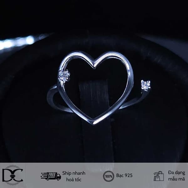 Nhẫn bạc Dazzy Charm mặt trái tim mảnh