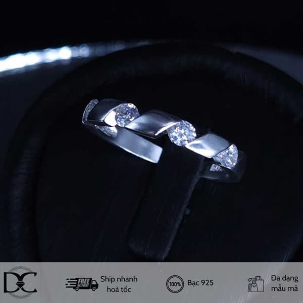 Nhẫn bạc Dazzy Charm nhẫn đôi mẫu 03