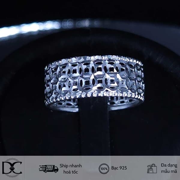 Nhẫn bạc Dazzy Charm nhẫn kim tiền mẫu 7 (bản đôi lớn)