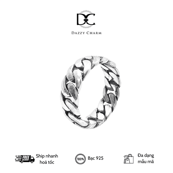 Nhẫn Dazzy Charm kiểu nhẫn đôi cuban ring